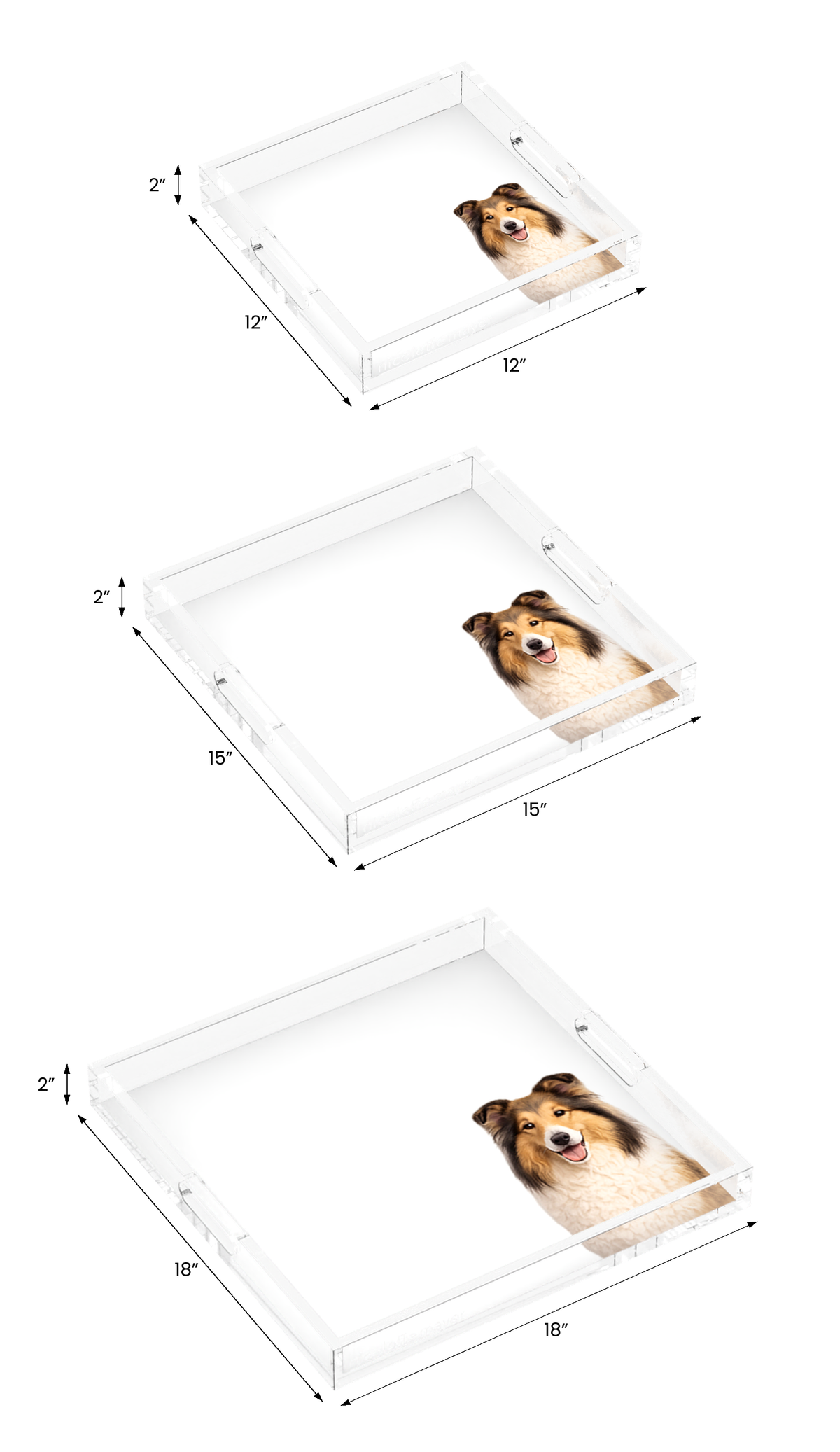 Collie Dog Acrylic Decorative Tray, all three sizes, by Nicolette Mayer