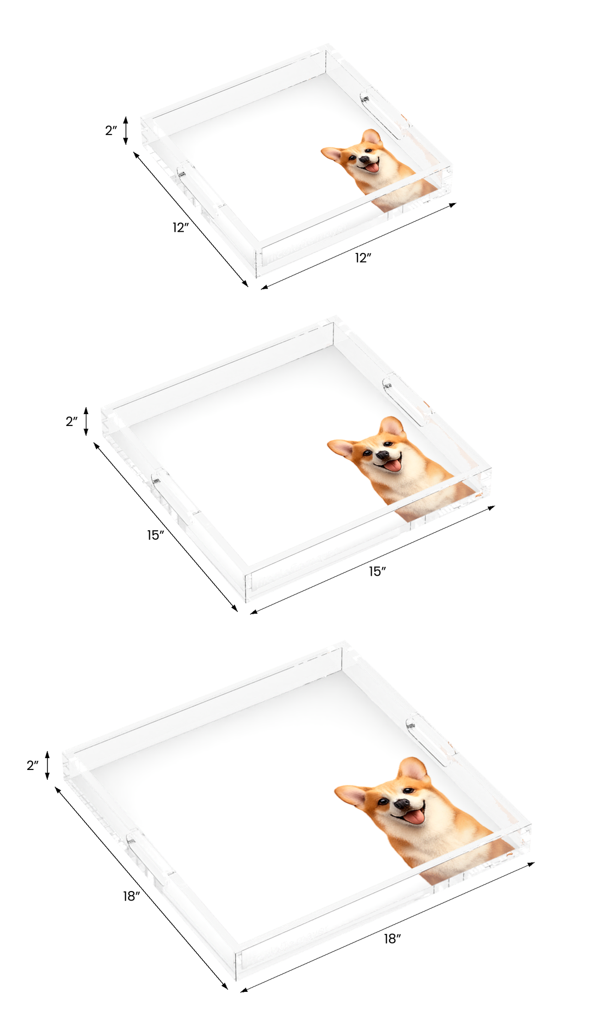 Corgi Dog Acrylic Decorative Tray, all three sizes, by Nicolette Mayer