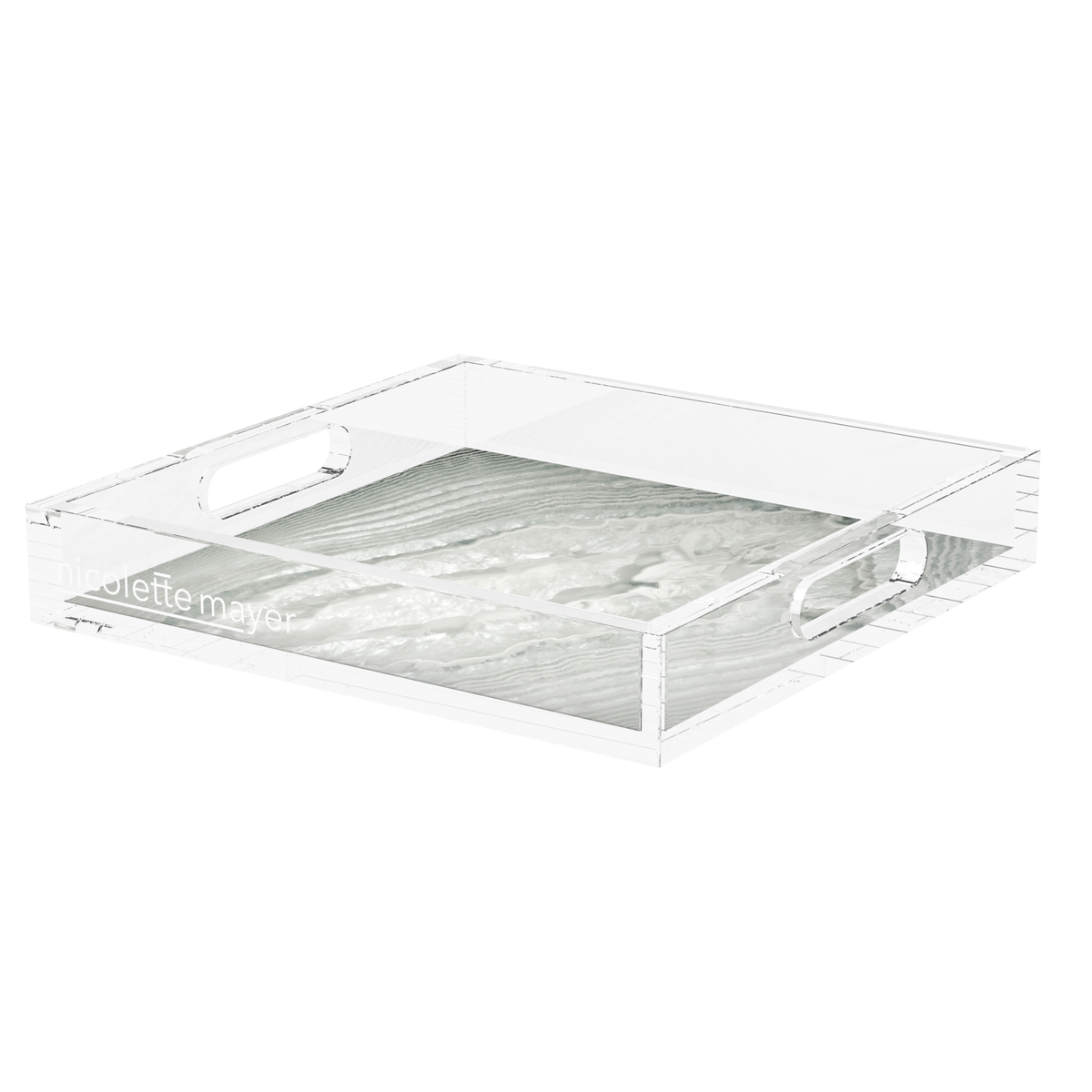 Crystal Gravel Acrylic Decorative Tray, 12 x 12 in., 15 x 15 in., 18 x 18 in. by Nicolette Mayer