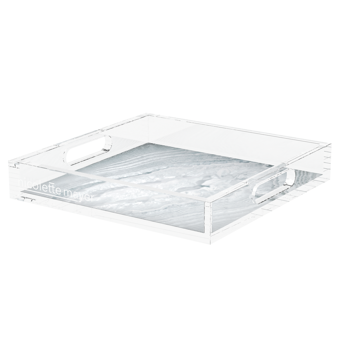 Crystal Light Silver Acrylic Decorative Tray, 12 x 12 in., 15 x 15 in., 18 x 18 in. by Nicolette Mayer