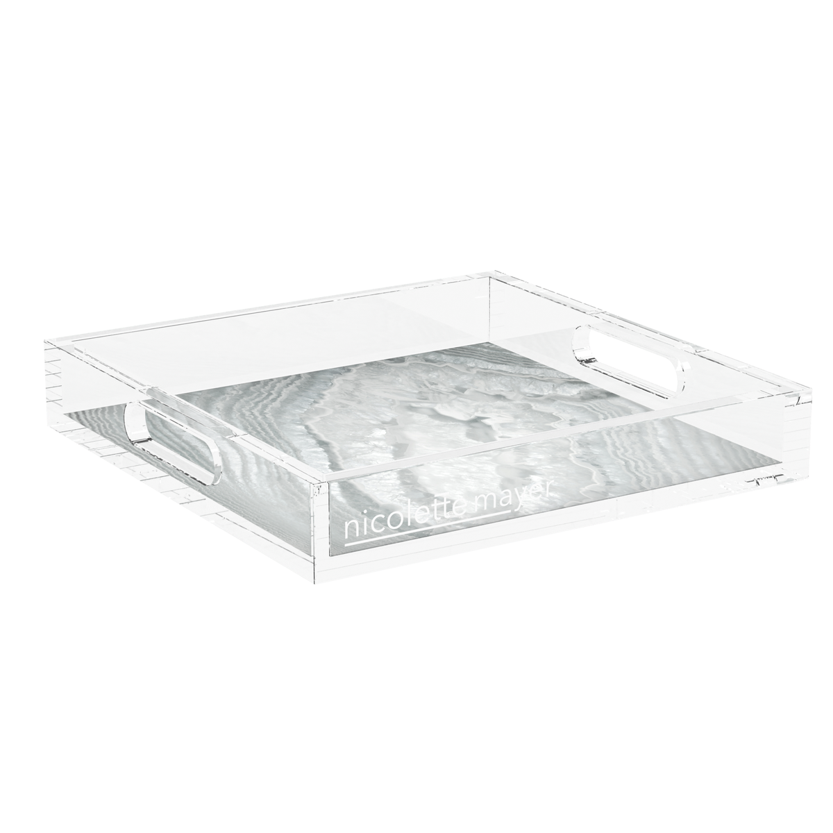 Crystal White Acrylic Decorative Tray, 12 x 12 in., 15 x 15 in., 18 x 18 in. by Nicolette Mayer