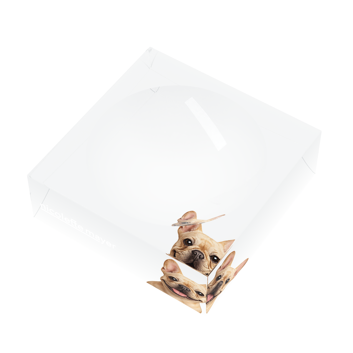French Bulldog Acrylic Candy Catchall Dish, right three-quarter, by Nicolette Mayer