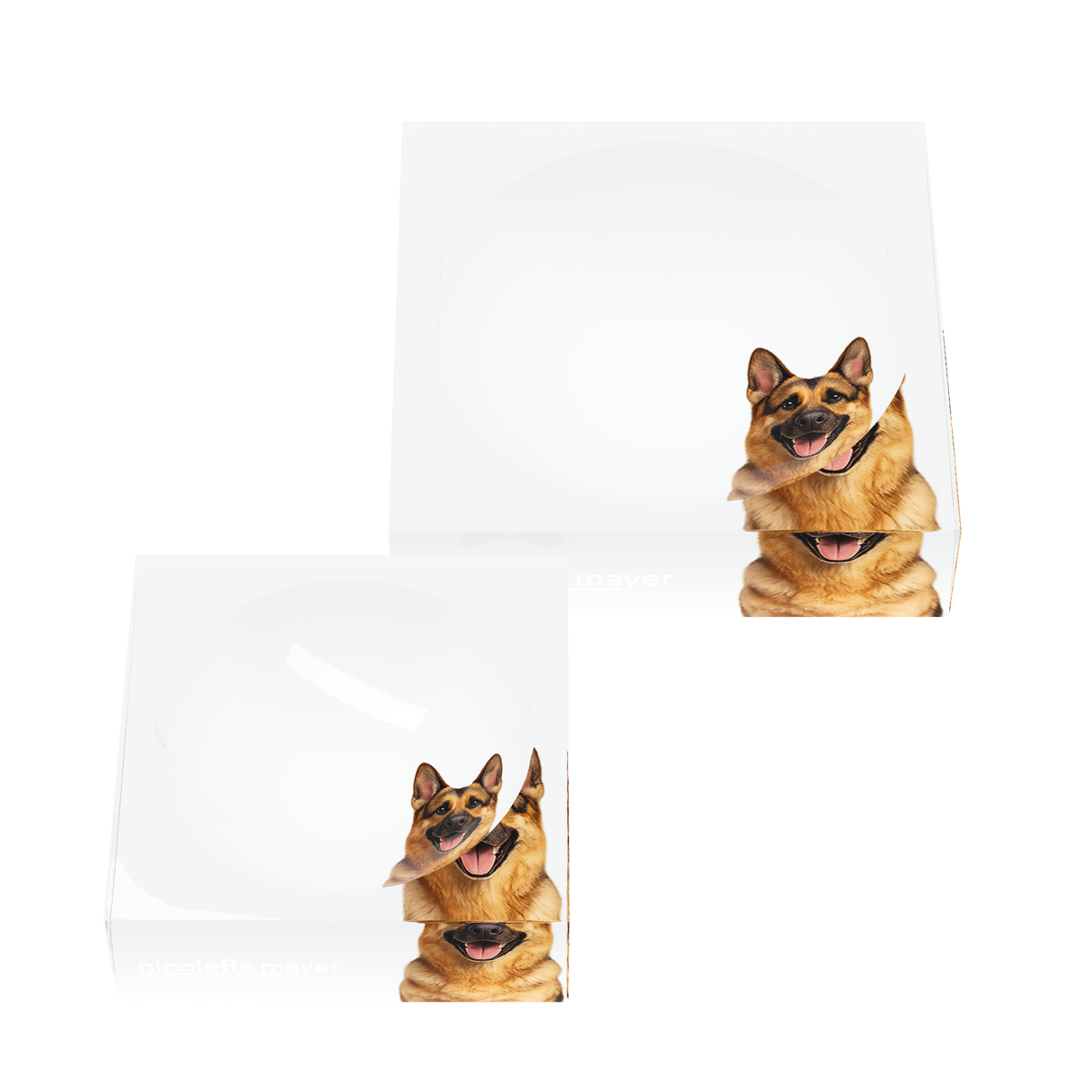 German Shepherd Dog Acrylic Candy Catchall Dish, set of two, by Nicolette Mayer