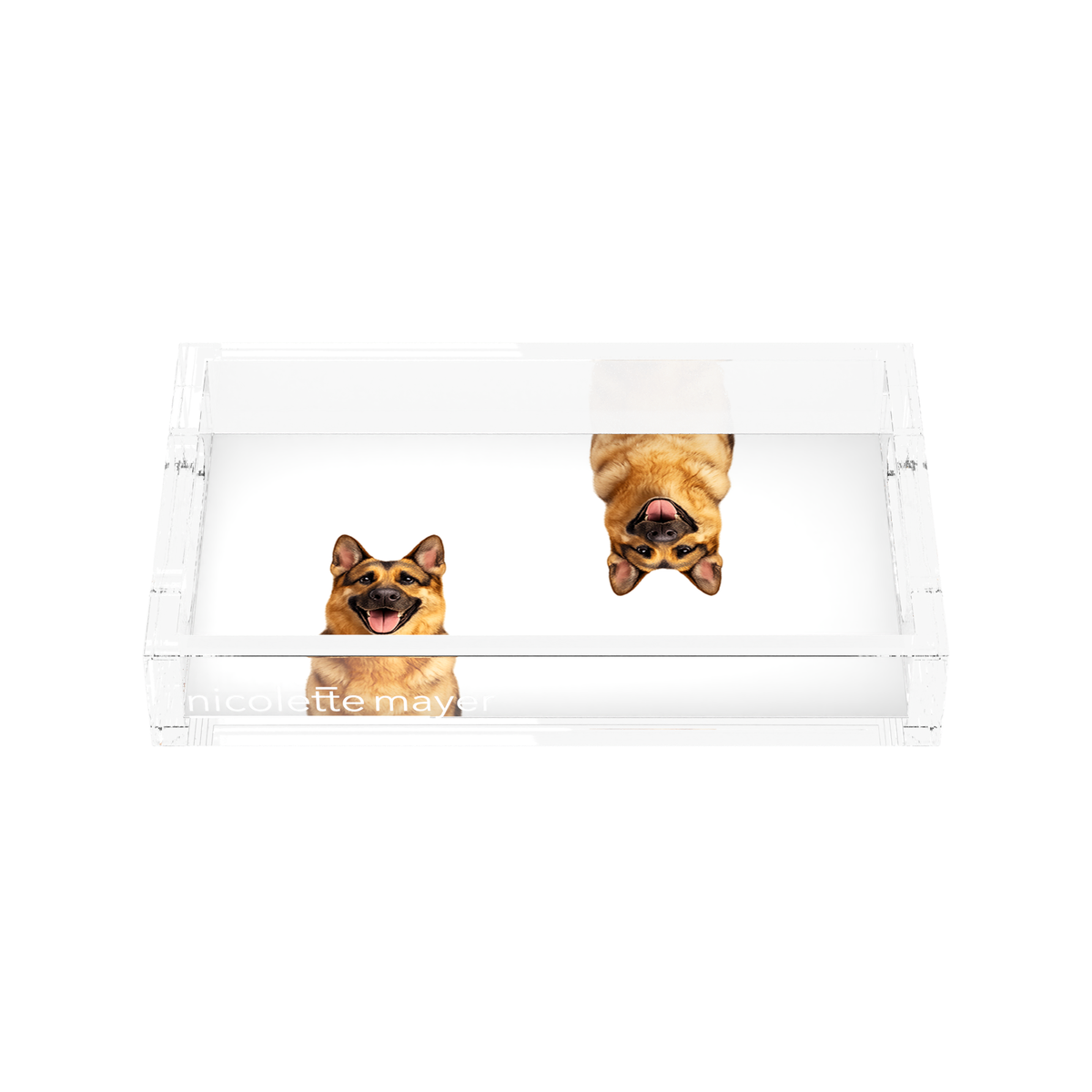 German Shepherd Dog Acrylic Rectangle Tray, front, by Nicolette Mayer