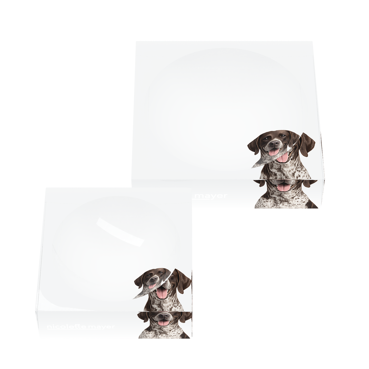 German Shorthaired Pointer Dog Acrylic Candy Catchall Dish, set of two, by Nicolette Mayer