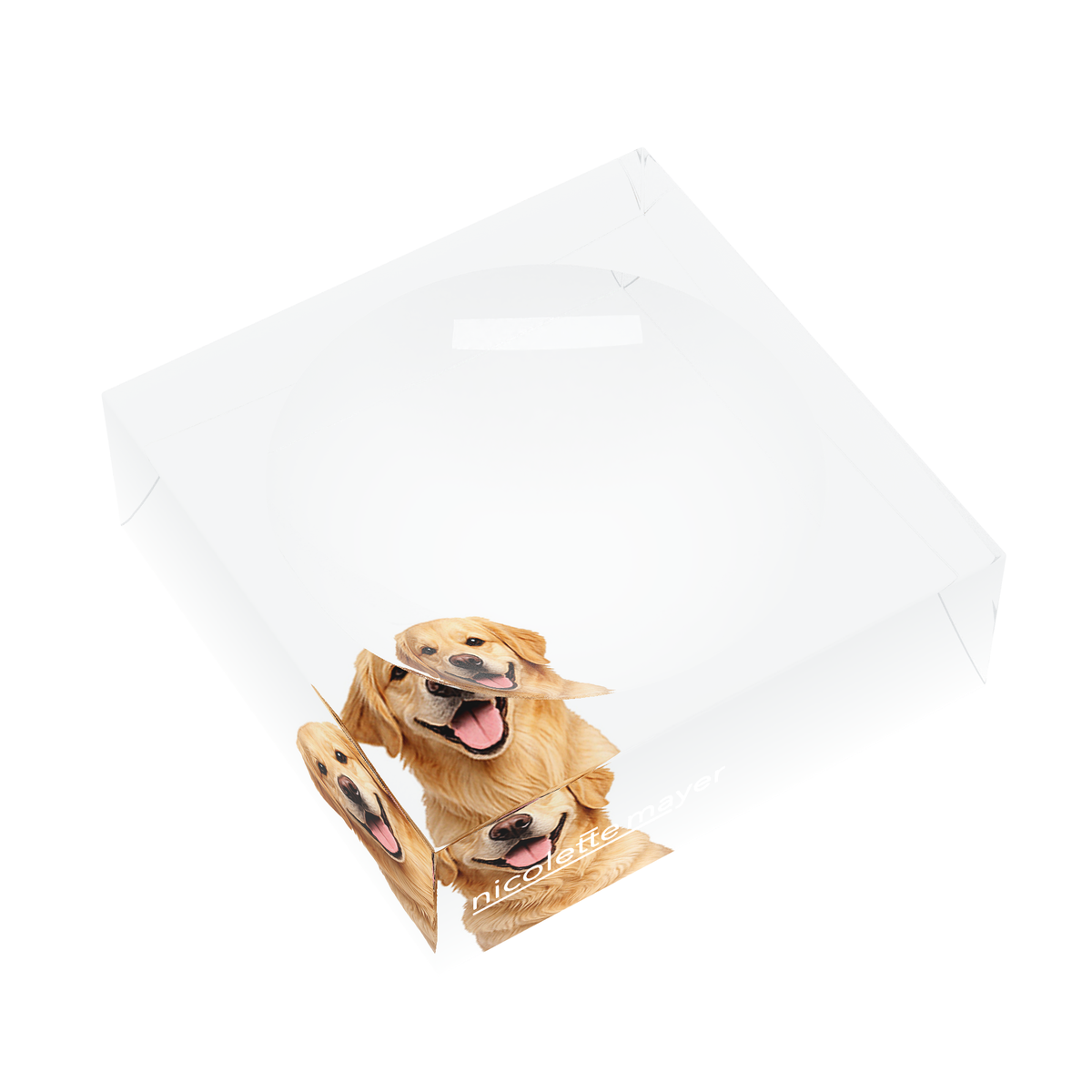 Golden Retriever Dog Acrylic Candy Catchall Dish, left three-quarter, by Nicolette Mayer