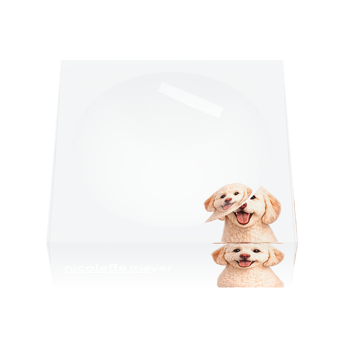 Goldendoodle Dog Acrylic Candy Catchall Dish, front, by Nicolette Mayer