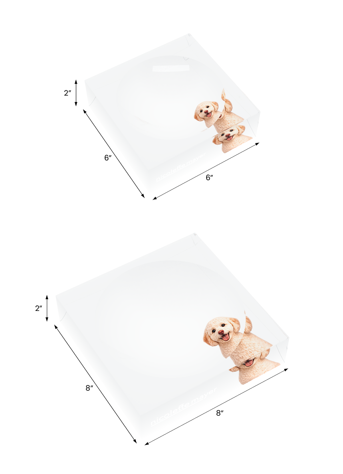 Goldendoodle Dog Acrylic Candy Catchall Dish, both sizes, by Nicolette Mayer