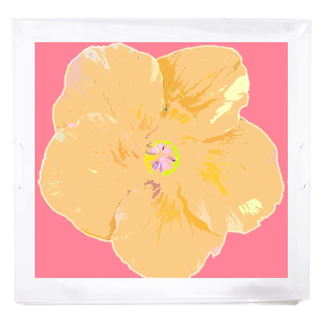 Hibiscus Pink 18x18 Acrylic Tray - nicolettemayer.com