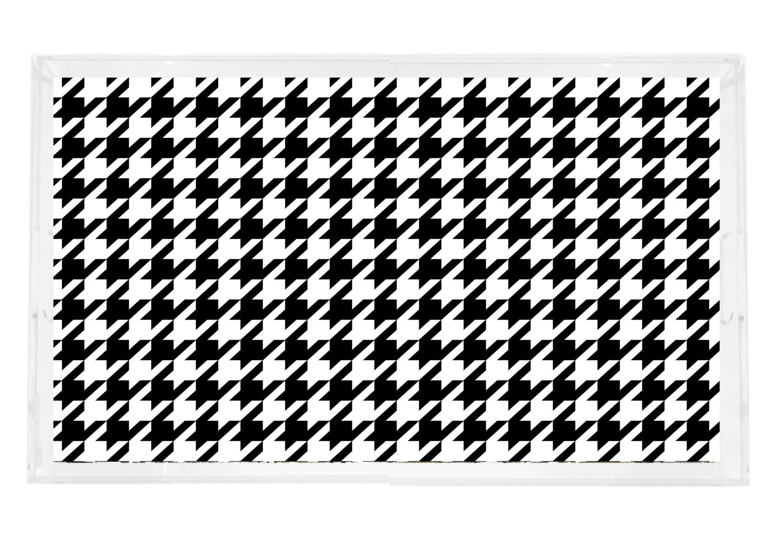 HOUNDSTOOTH BLACK WHITE 22.5X14.5 ACRYLIC TRAY - nicolettemayer.com