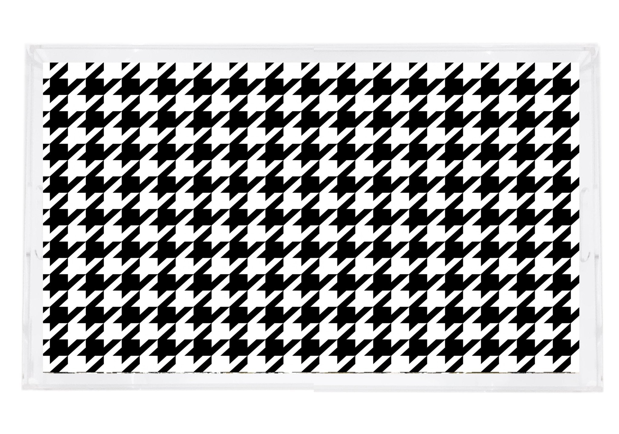 HOUNDSTOOTH BLACK WHITE 22.5X14.5 ACRYLIC TRAY - nicolettemayer.com