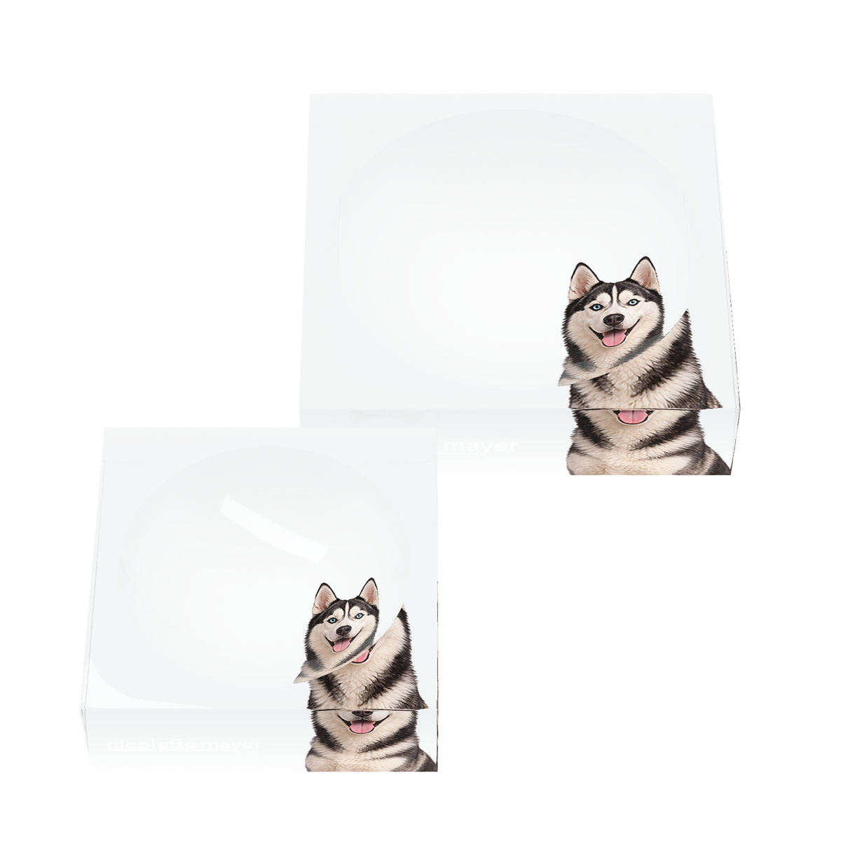 Husky Dog Acrylic Candy Catchall Dish, set of two, by Nicolette Mayer