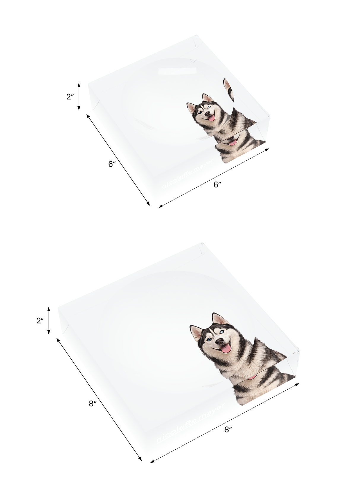Husky Dog Acrylic Candy Catchall Dish, both sizes, by Nicolette Mayer