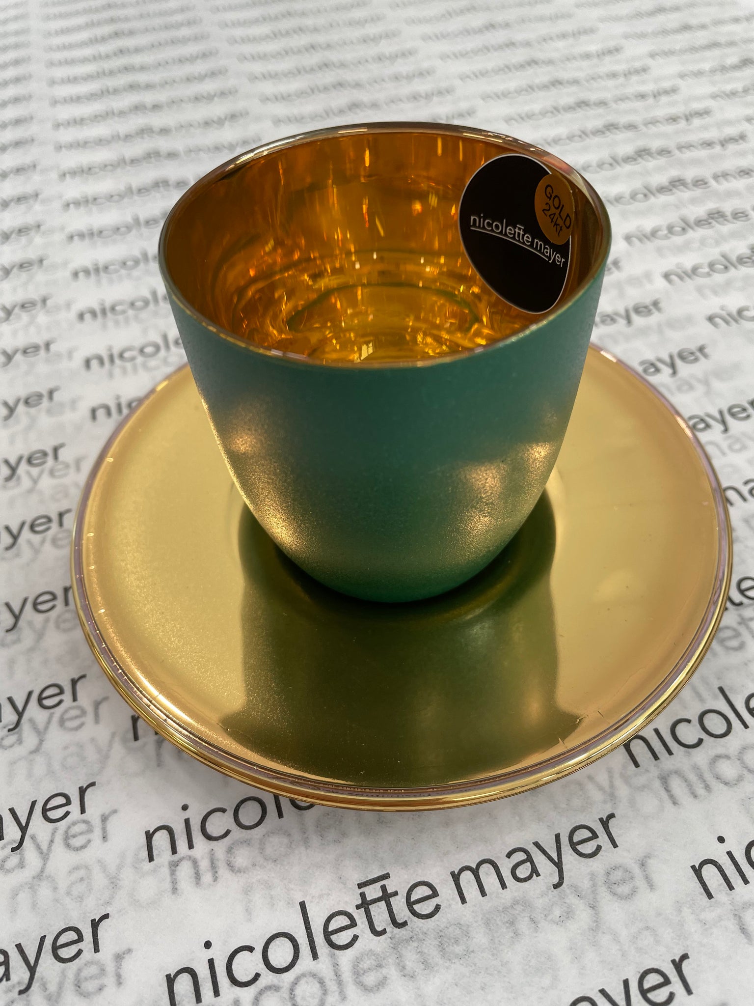 ORO24k Crystal 24k Espresso Cup and Gold Saucer