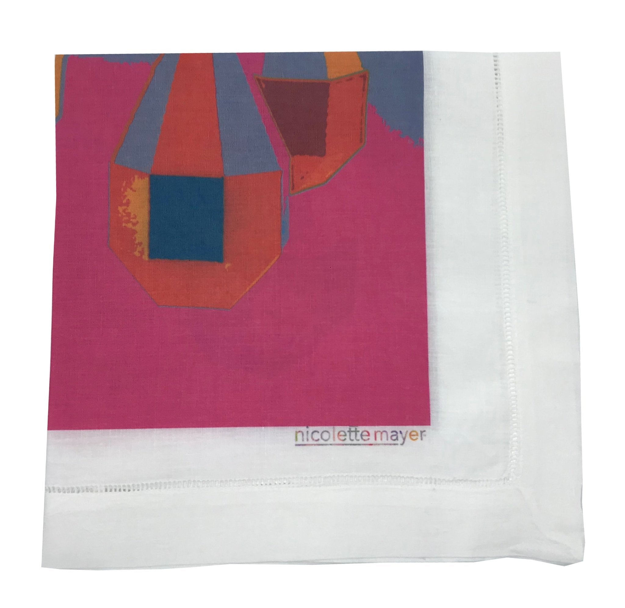 ORNAMENTS PINK NEON 22"X22" HEMSTITCH DINNER NAPKIN, SET OF 4 - nicolettemayer.com