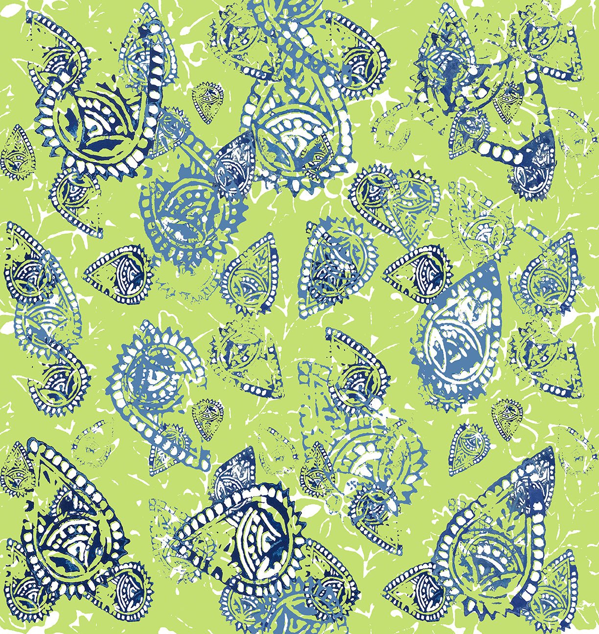 Paisley Block Mojito Peel and Stick Wallpaper, Double Roll, 34" x 288", 48 sq ft - nicolettemayer.com