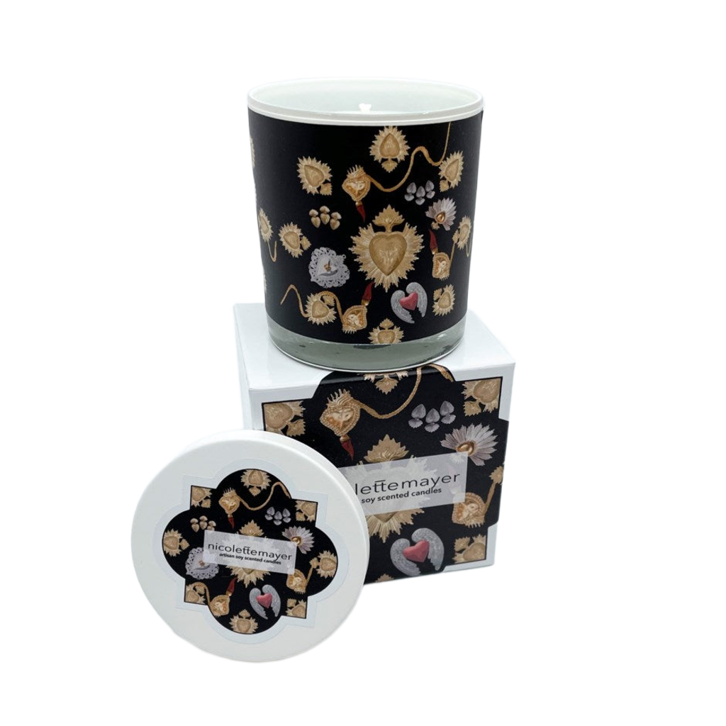 Ex Voto Sacred Hearts Black Candle