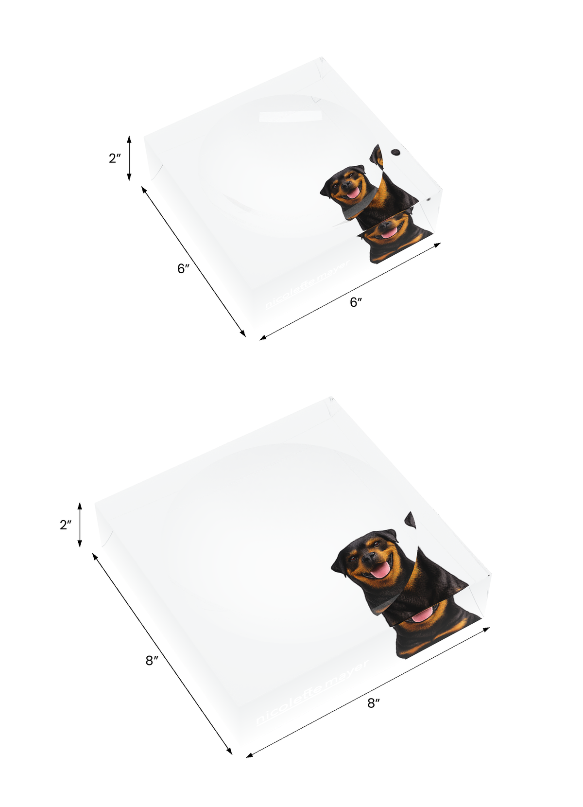 Rottweiler Dog Acrylic Candy Catchall Dish, both sizes, by Nicolette Mayer