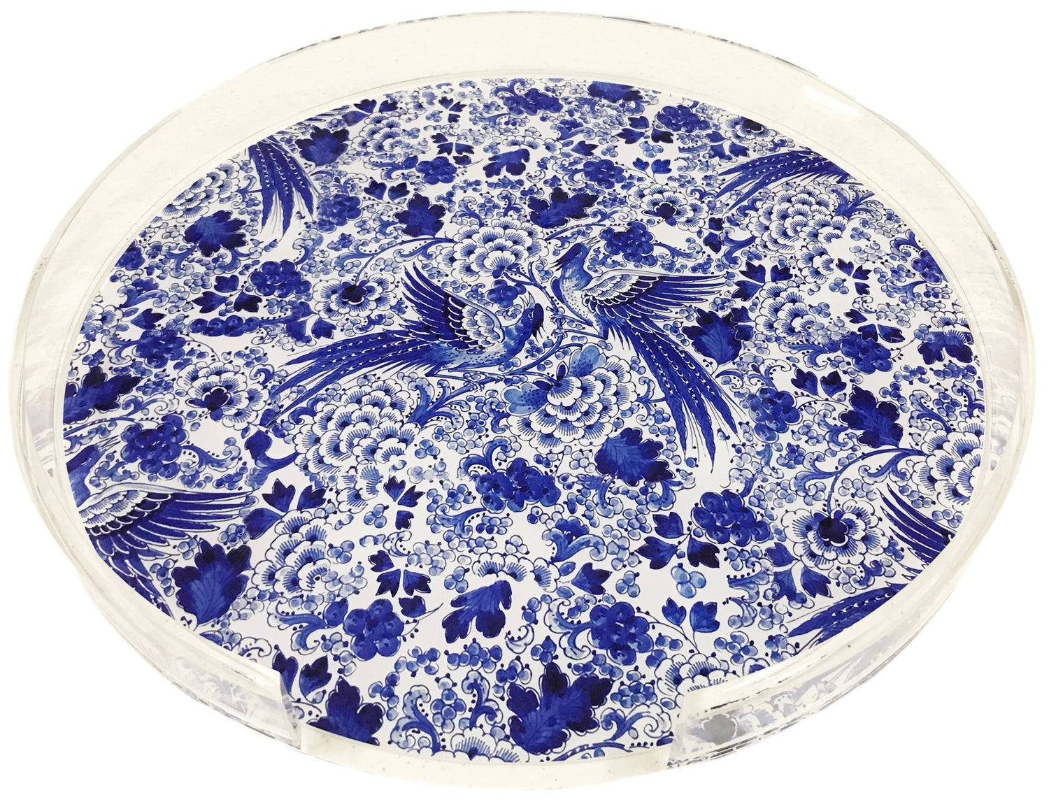 Royal Delft Inspiration White Acrylic Round Tray for Placemats or Decorative Use, 16" - nicolettemayer.com
