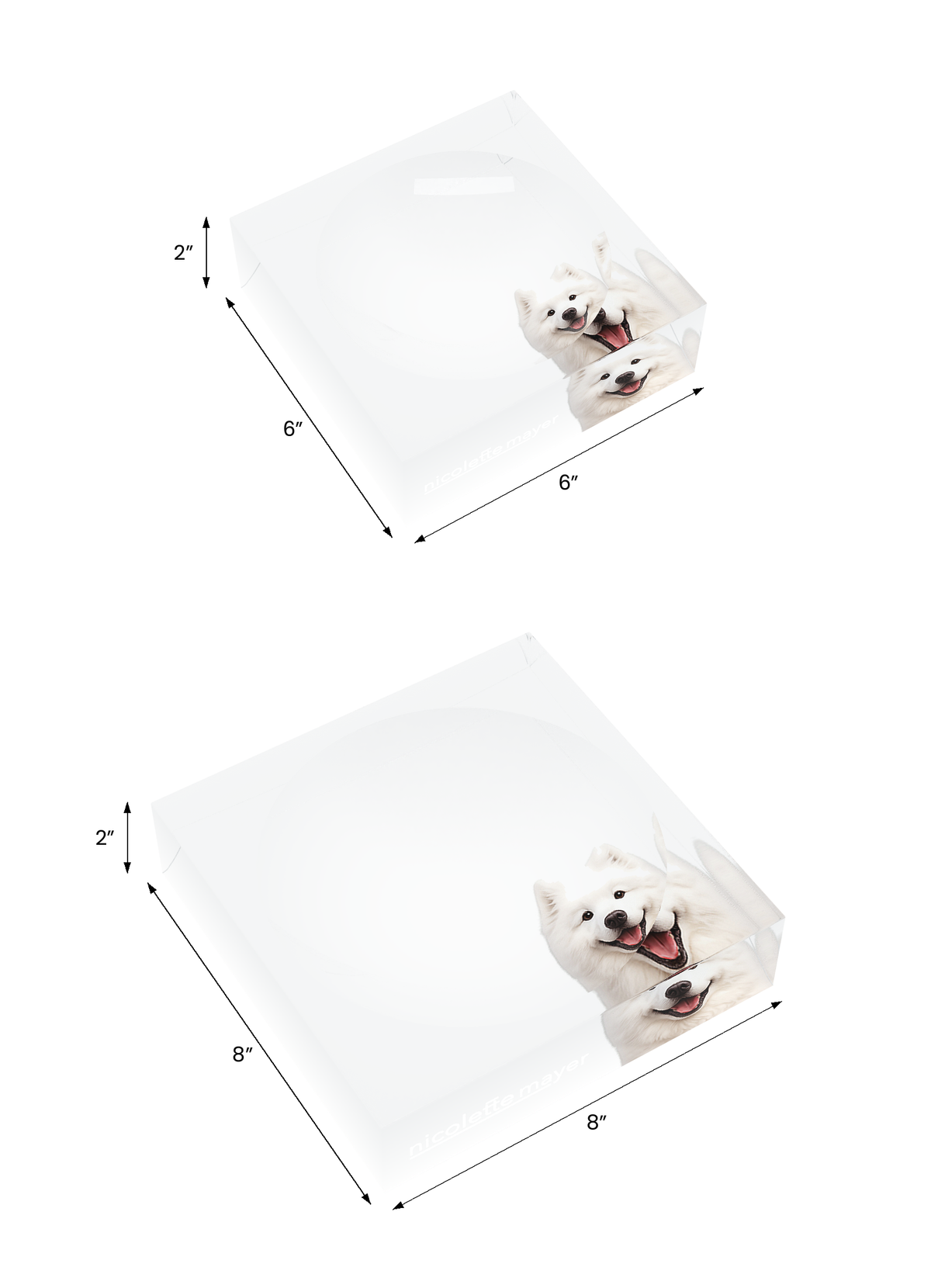 Samoyed Dog Acrylic Candy Catchall Dish, both sizes, by Nicolette Mayer
