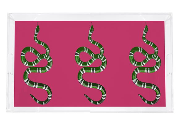Serpent Raspberry 22.5X14.5 Acrylic Tray - nicolettemayer.com