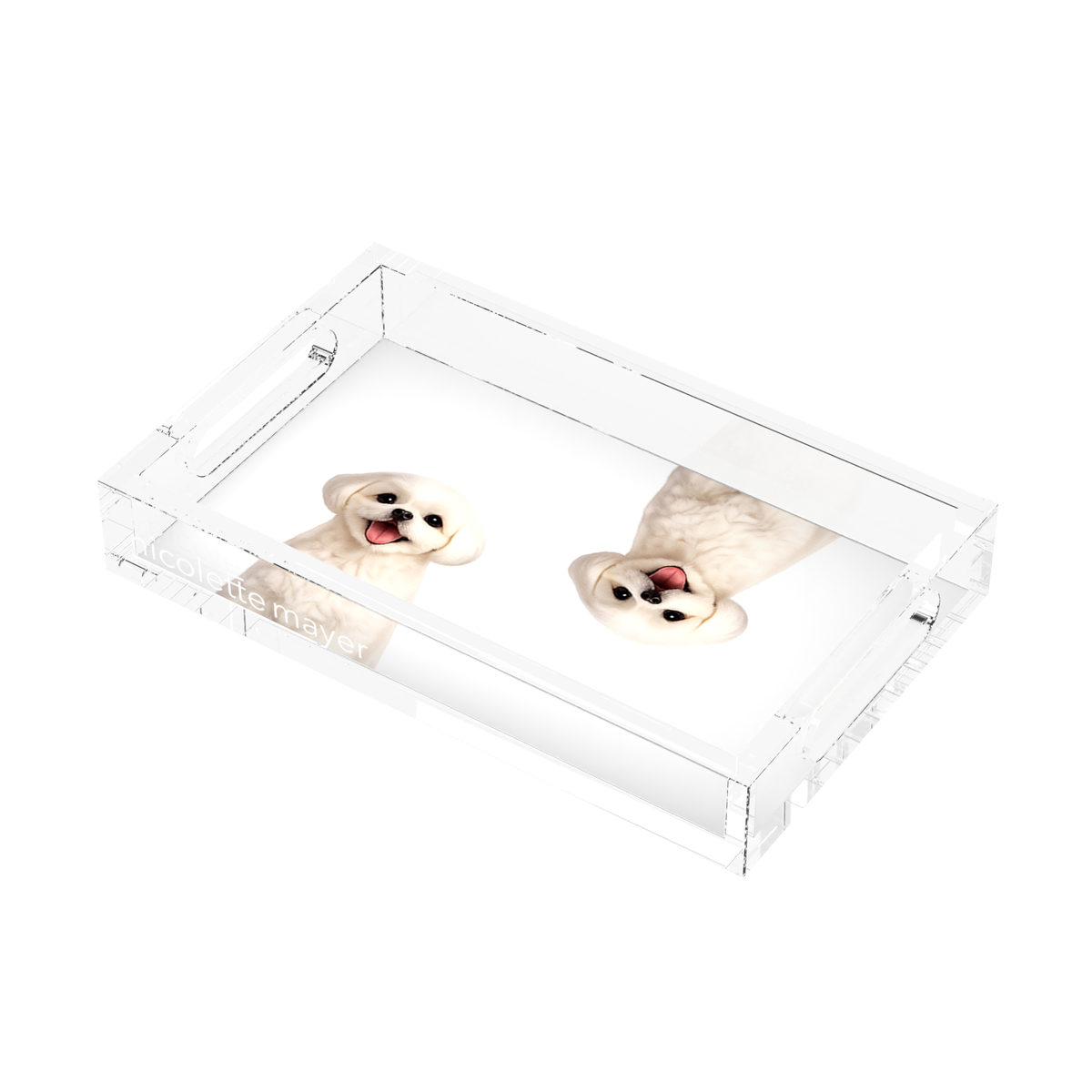 Shih Tzu Dog Acrylic Rectangle Tray, right three-quarter, by Nicolette Mayer