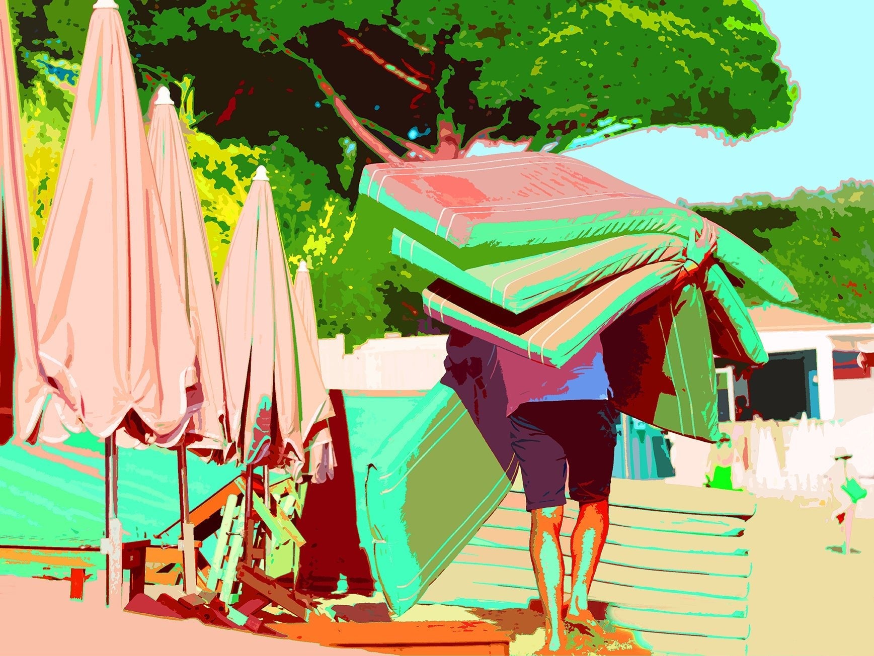 Summer In Ramatuelle Pink 24X36 Acrylic Art - nicolettemayer.com