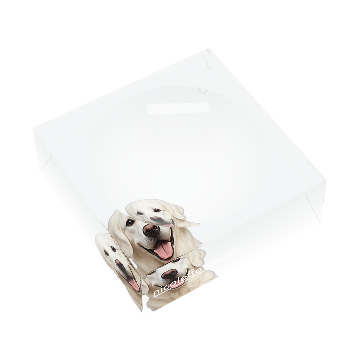 White Lab Dog Acrylic Candy Catchall Dish, left three-quarter, by Nicolette Mayer