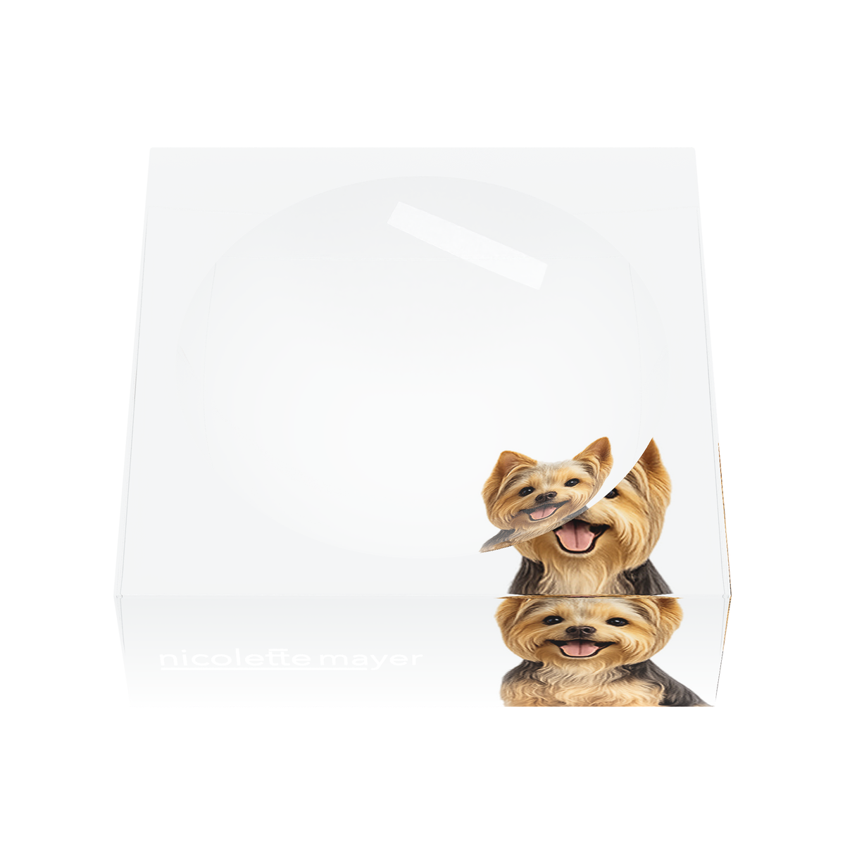 Yorkie Dog Acrylic Candy Catchall Dish, front, by Nicolette Mayer