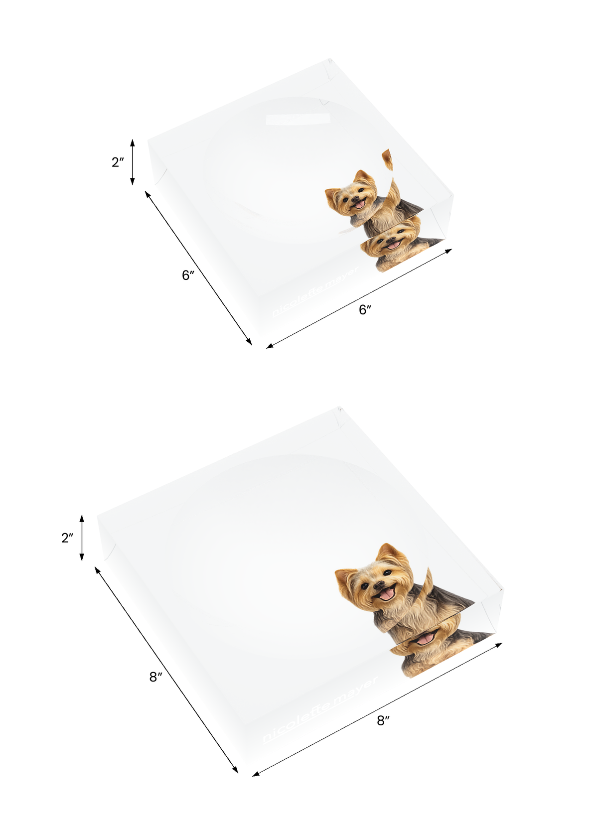 Yorkie Dog Acrylic Candy Catchall Dish, both sizes, by Nicolette Mayer