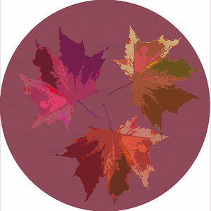 Autumn Leaves Mauve 16" Round Pebble Placemat Set of 4 - nicolettemayer.com