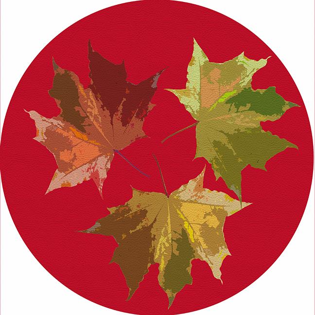 Autumn Leaves Red 16" Round Pebble Placemat Set of 4 - nicolettemayer.com