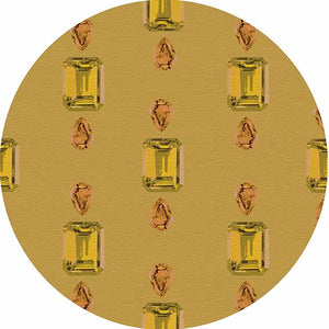 Gem Citrines And Sapphires Gold 16" Round Pebble Placemat Set of 4 - nicolettemayer.com