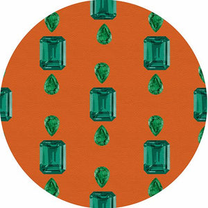 Gem Emeralds Orange 16" Round Pebble Placemat Set of 4 - nicolettemayer.com