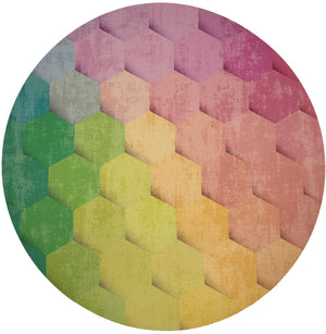 Hex Pink Yellow Green 16" Round Pebble Placemats, Set Of 4 - nicolettemayer.com