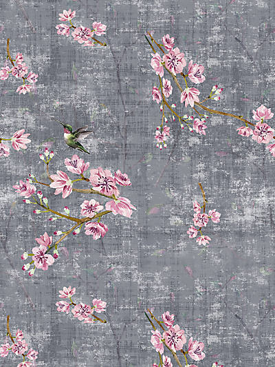 Blossom Fantasia Charcoal Wallpaper, Per Yard - nicolettemayer.com