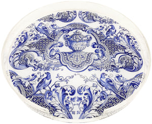Royal Delft William And Mary Acrylic Round Tray for Placemats or Decorative Use, 16"