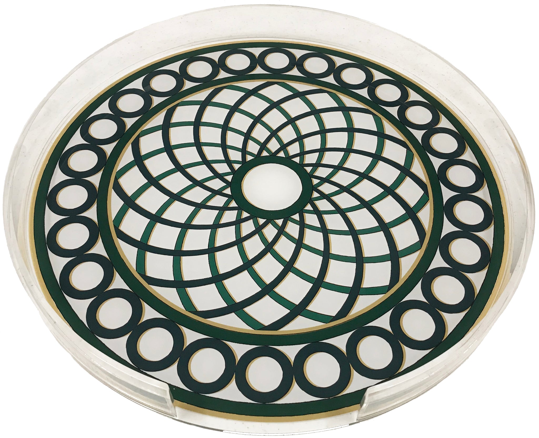 Timothy Corrigan Treillage Green Acrylic Round Tray for Placemats or Decorative Use, 16"