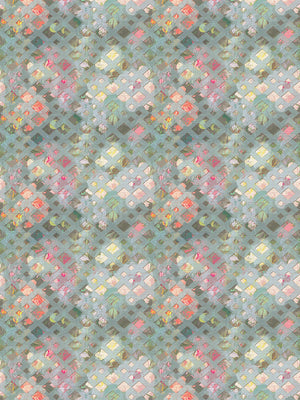 Defosse Trellis Perlblau Wallpaper, Per Yard - nicolettemayer.com