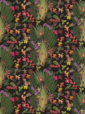 Fantasy Tropical Black Wallpaper, Per Yard - nicolettemayer.com