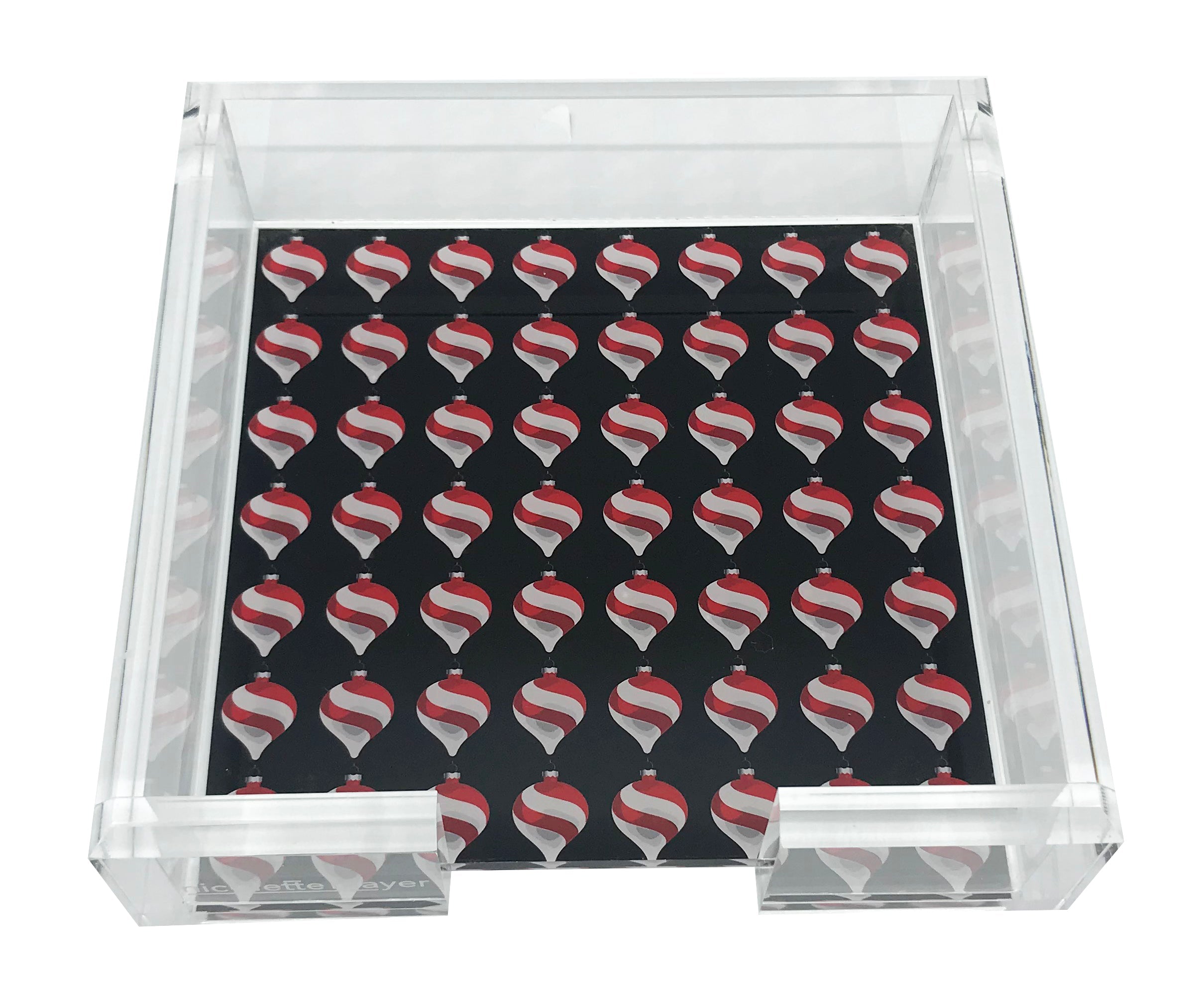 Weihnachtsornament, schwarzer Cocktail-Serviettenhalter aus Acryl, 6 x 6