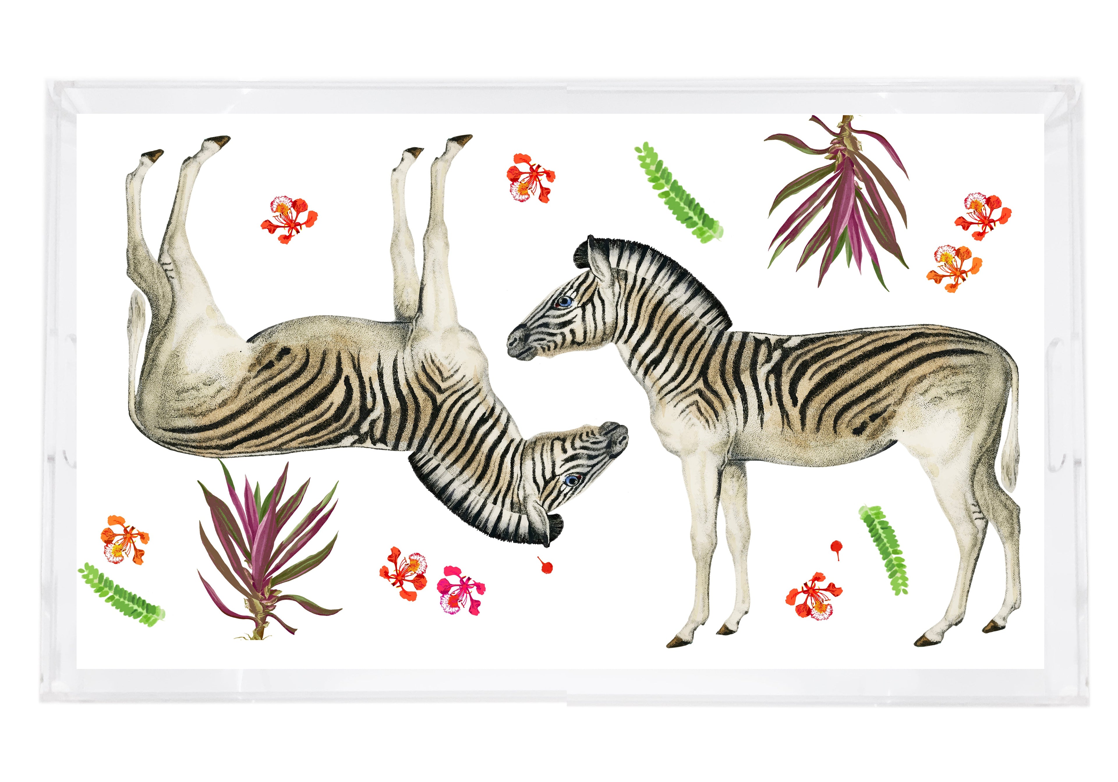 ZEBRA SEEING DOUBLE 22.5X14.5 ACRYLIC TRAY - nicolettemayer.com
