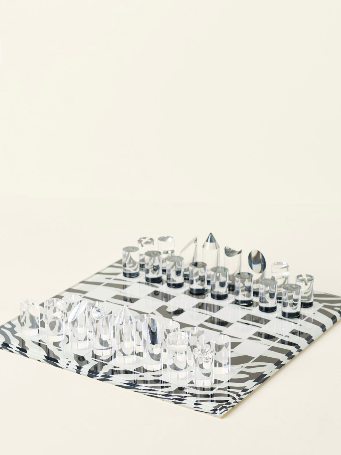 Zebra Skin Black White Acrylic Chess - nicolettemayer.com