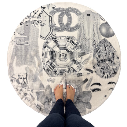 Bougie Women Nuevo Black White Round Cloud Washable Rug