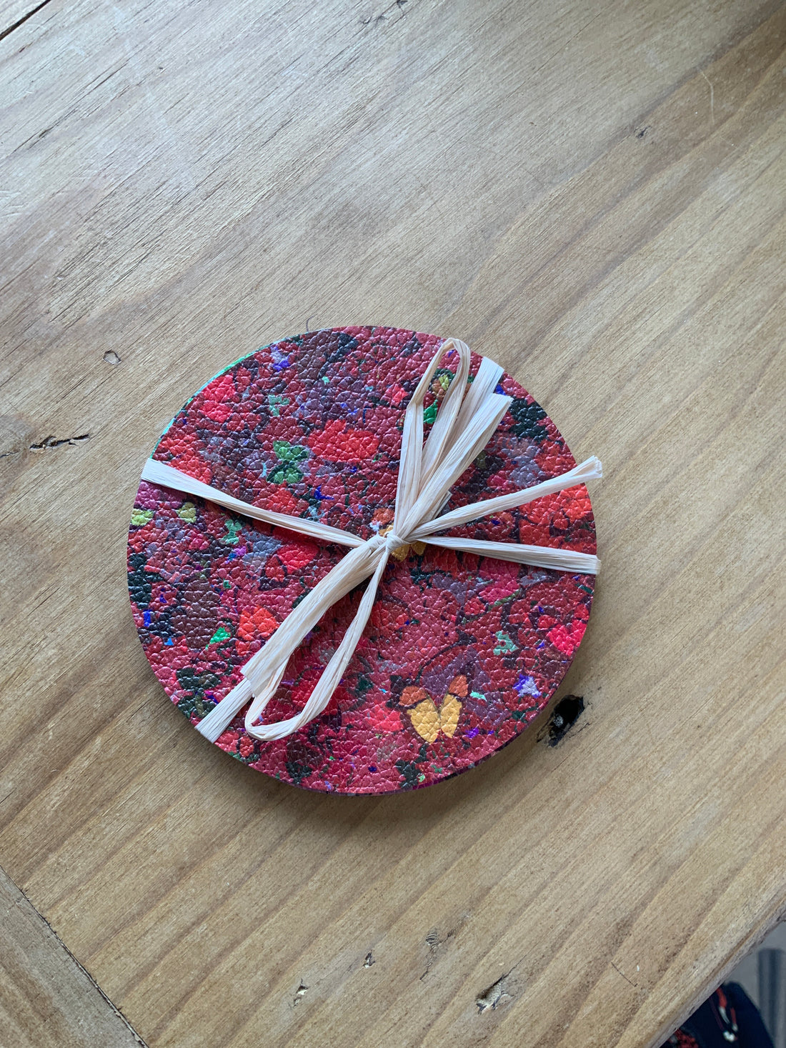 Mariposa Vegan Leather Round Coasters