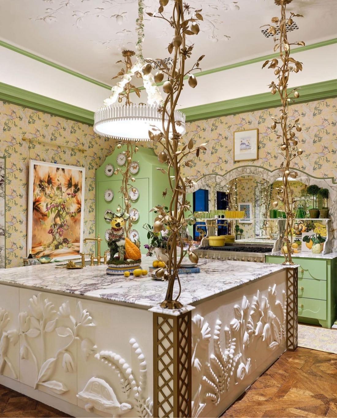 Peony Inspira Goldenrod Grasscloth Printed Wallpaper