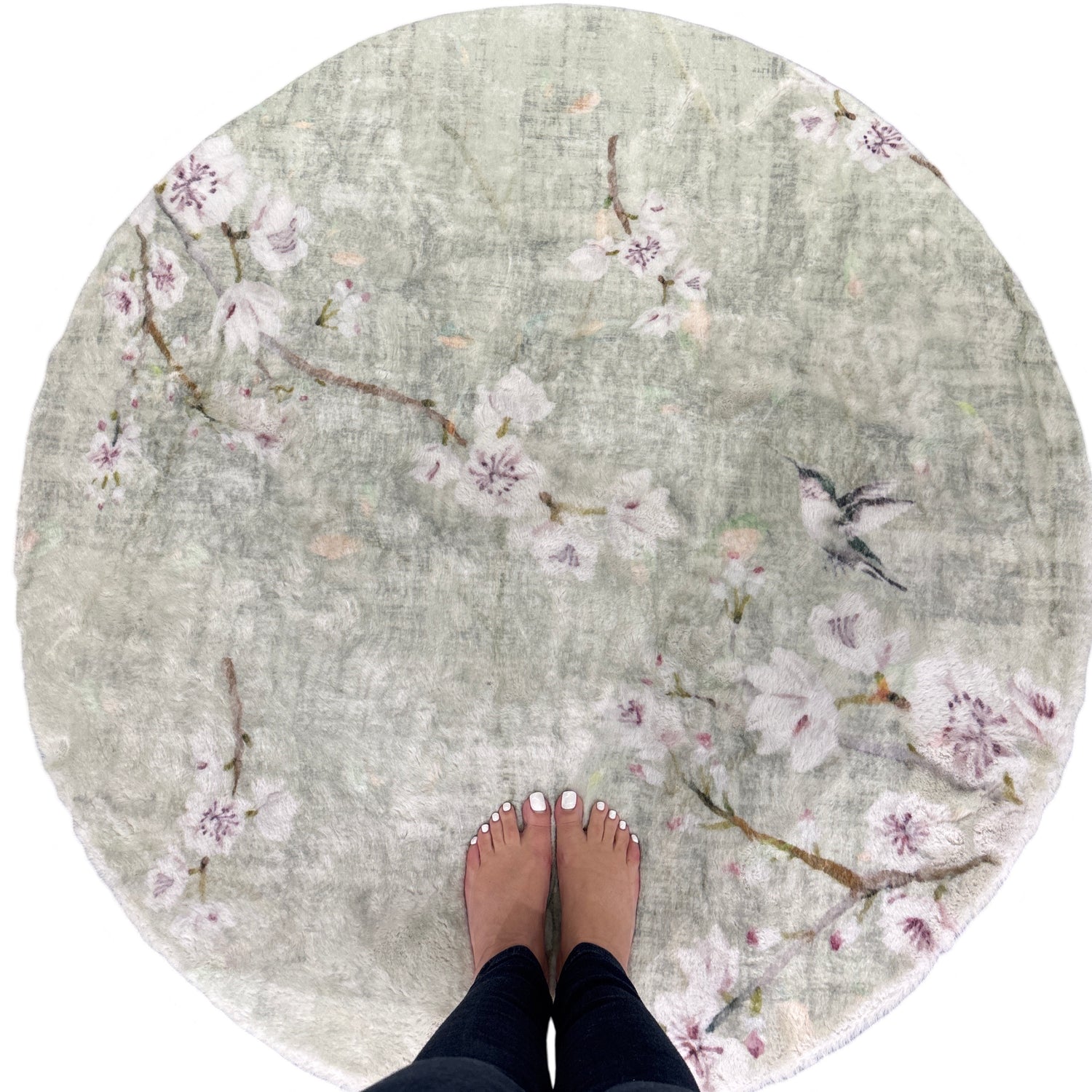 Blossom Fantasia Celadon Round Cloud Washable Rug