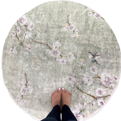 Blossom Fantasia Celadon Round Cloud Washable Rug