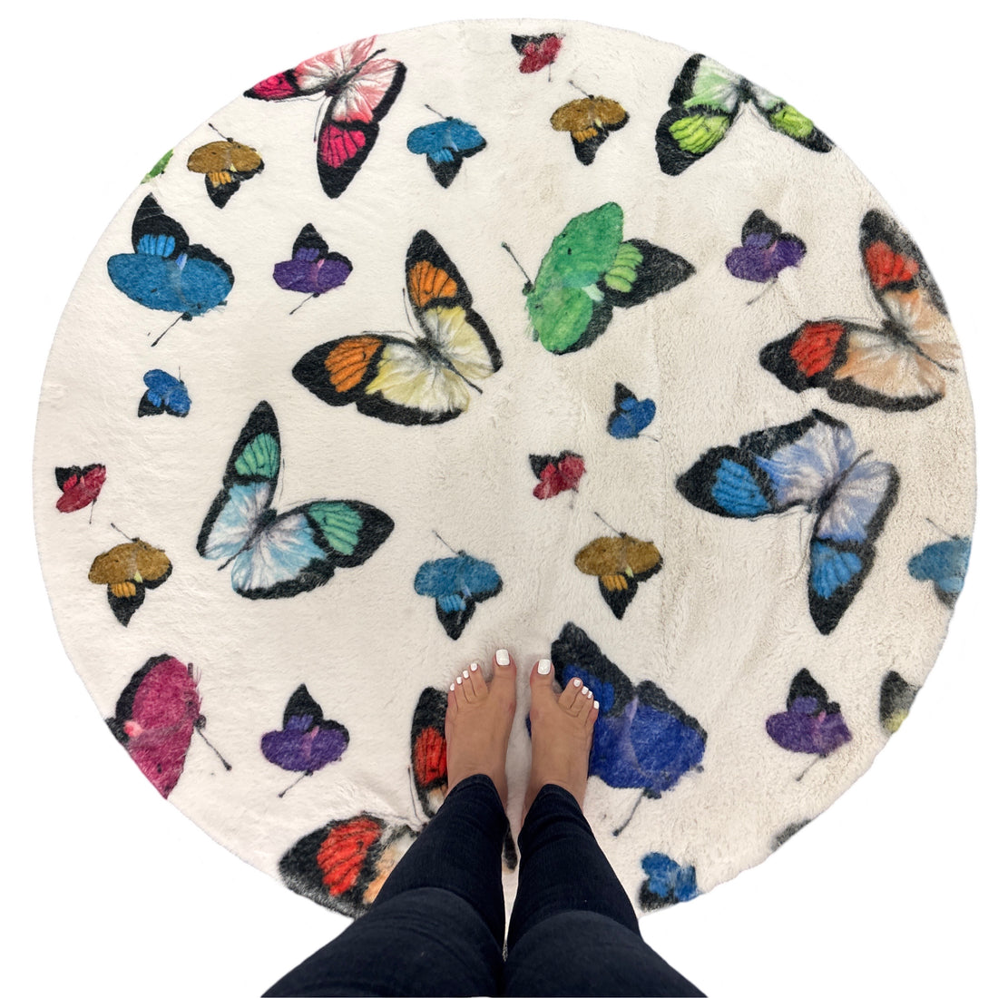 Butterflies Round Cloud Washable Rug