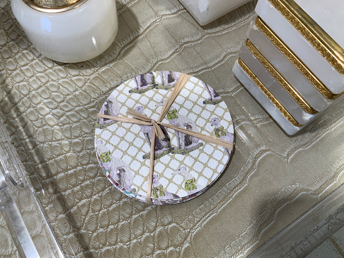 Regal Greyhound Vegan Leather Round Coasters
